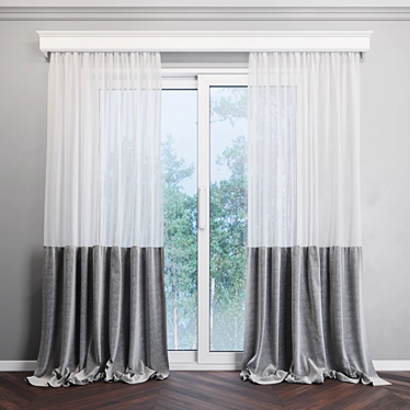 Versatile Combined Curtains 3D model image 1 