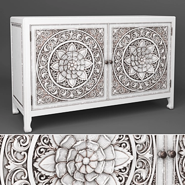 Exquisite Lombok Buffet Carving 3D model image 1 