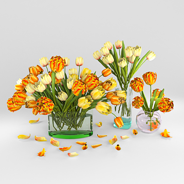Elegant Tulip Set Decor 3D model image 1 