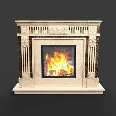 Elegant Daphne Marble Fireplace 3D model image 1 