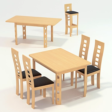 Sleek Dining Table: Modern Kitchen Essential 3D model image 1 