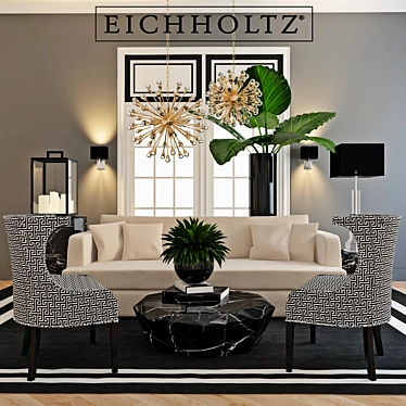 Eichholtz Decor Set: Sofa, Coffee Table, Lighting & more 3D model image 1 