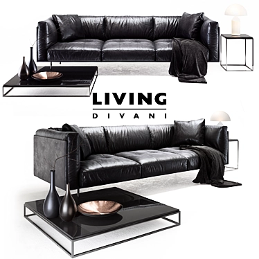 Lux Leather Rod Sofa 3D model image 1 