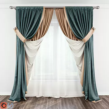 Elegant Modern Curtain Set 3D model image 1 