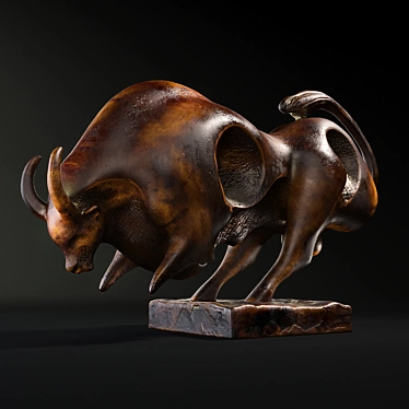 Contemporary Bronze Bull Sculpture 3D model image 1 