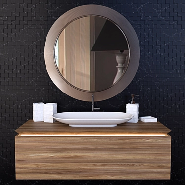 Black & White Mosaic Bathroom Set 3D model image 1 