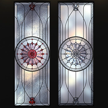 Vibrant Stained Glass Window: 640x1840 mm 3D model image 1 