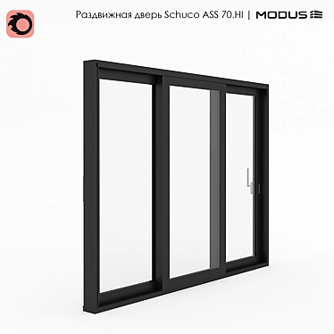 Schuco ASS 70.HI Sliding Door: Custom Sizes, Versatile Design 3D model image 1 