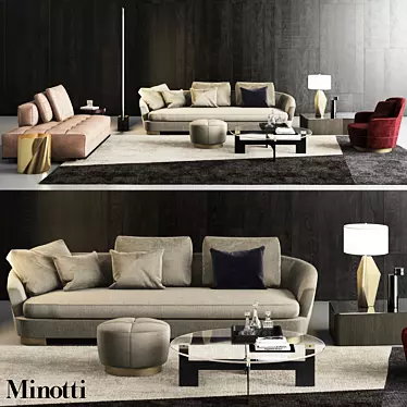 Sleek and Stylish Minotti Sofa Set 3D model image 1 