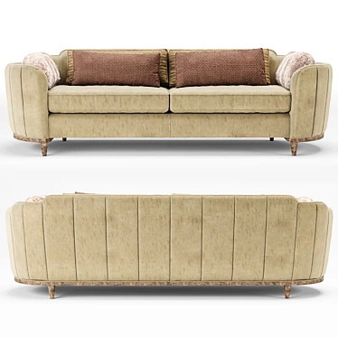 Velvet Chic Round Beige Sofa 3D model image 1 