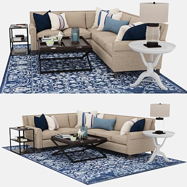 Harlan L-Shaped Sectional:
Stylish and Spacious Seating 3D model image 1 