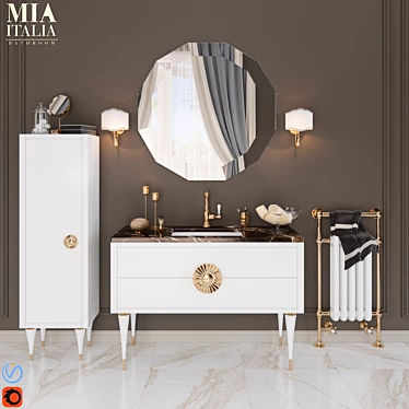 Mia Italia Novecento-7: Mirror, Cupboard, Washing, Towel Rail 3D model image 1 