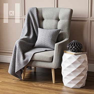 Kelly Hoppen Wing Accent Chair – Chic and Comfortable 3D model image 1 