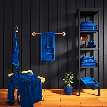 Luxury Bathrobe Set: Towels, Roll, Plant 3D model image 1 