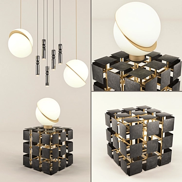 Luxury Fusion: Rubicon Table & Fulcrum Pendants 3D model image 1 