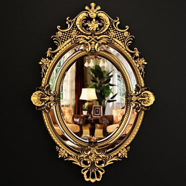 French Louis XV Gilt Oval Mirror 3D model image 1 