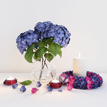 Decorative set with hydrangea