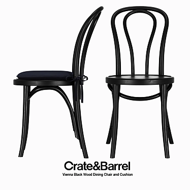 Elegant Vienna Black Wood Chair 3D model image 1 