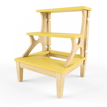 Library Wooden Step Ladder 3D model image 1 