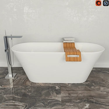 Modern Stone Bath & Grohe Mixer Set 3D model image 1 