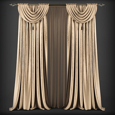 Classic Style Curtains 3D model image 1 