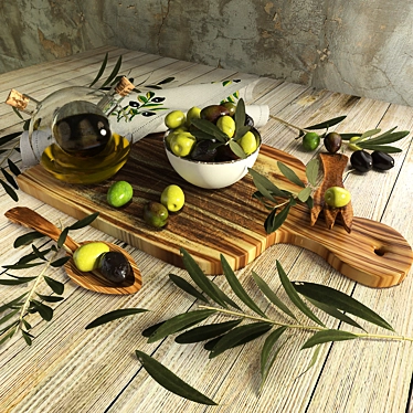 Olive Oil & Vinegar Bottle Set 3D model image 1 