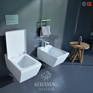 Premium Bathroom Set: Keramag Xeno2 Toilet, Bidet, Gessi ISPA Faucet 3D model image 1 