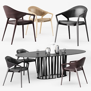 Modern Dining Set: 133 Ico & 475 Boboli by Cassina 3D model image 1 