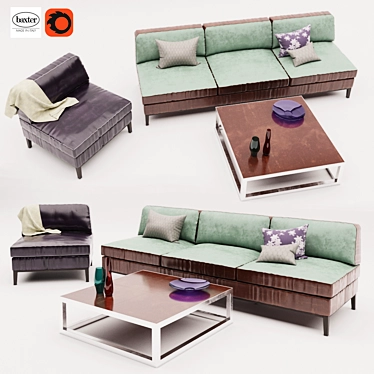 Baxter Godard: Modern Sofa, Armchair & Small Table 3D model image 1 