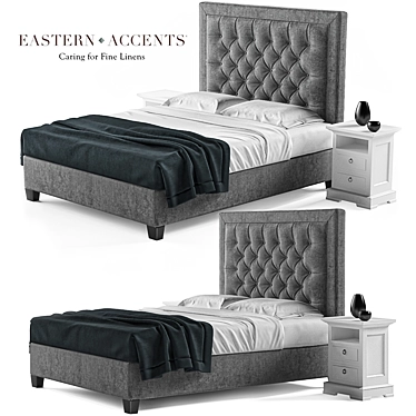 Luxury Milan Tufted Bed 3D model image 1 