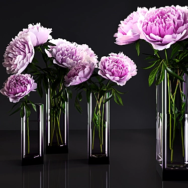 Elegant Peonies Bouquet 3D model image 1 