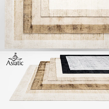 Elegant Asiatic Blade Border Rugs 3D model image 1 