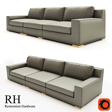 Modena Leather Sofa Sectional 3D model image 1 