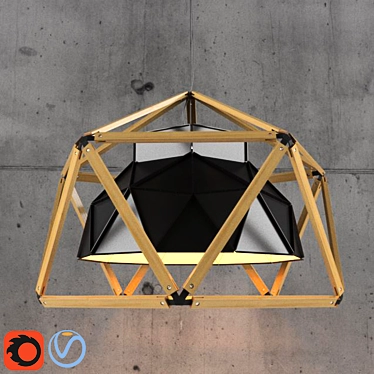 Hexagonal Wooden Cage - Unique & Stylish 3D model image 1 