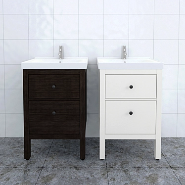 Ikea Hemnes 2-Drawer Wash-Stand with Odensvik Basin 3D model image 1 