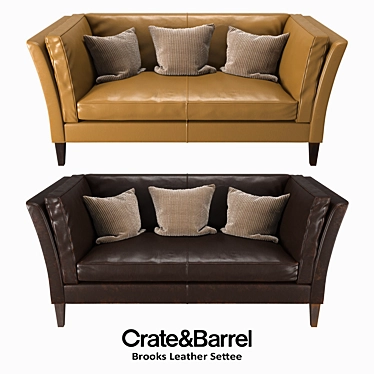 Brooks Leather Settee by Crate & Barrel 3D model image 1 