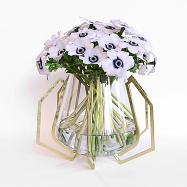 Iron Eye Bowl Vase with Anemones 3D model image 1 