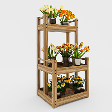 Title: Blossom Bedecked Floral Shelf 3D model image 1 