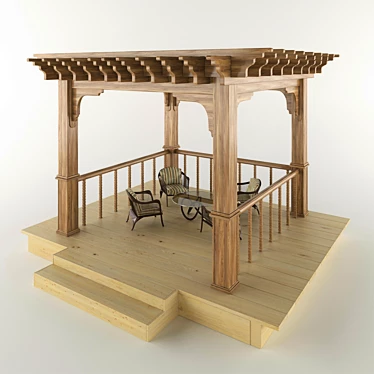 Outdoor Oasis: Pergola Seating Set 3D model image 1 