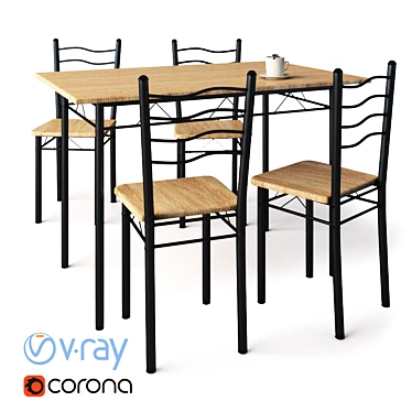 Esprit Table with 4 Chairs 3D model image 1 