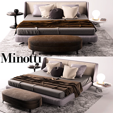 Luxury Minotti Bed Set 3D model image 1 