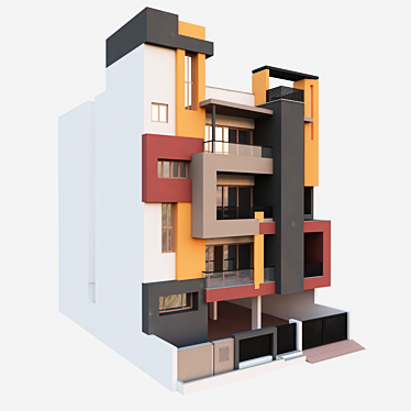 Modern Indian Multi-Story Residence 3D model image 1 