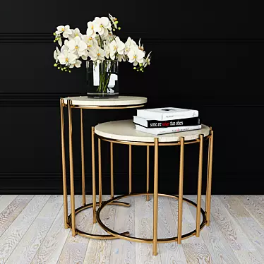 Modern Italian Design: Messina Nesting Side Tables 3D model image 1 