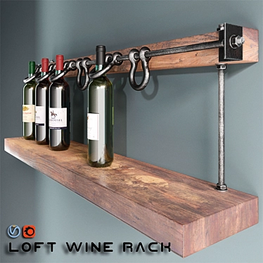 Industrial Loft Wine Rack 3D model image 1 