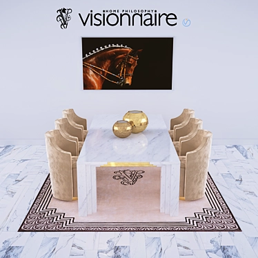 Elegant Italian Dining Set 3D model image 1 