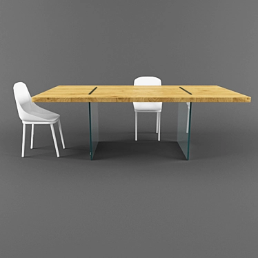 TonelliDesign Aged Oak Table Set 3D model image 1 