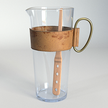 Elegant Leather-Collared Glass Pitcher 3D model image 1 