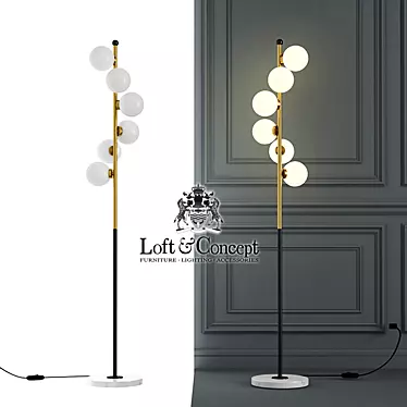 Modern Metal and Glass Floor Lamp 3D model image 1 
