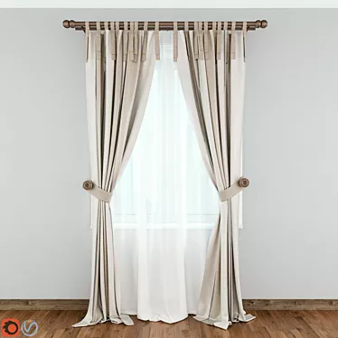 Sleek Curtain Design Set 3D model image 1 