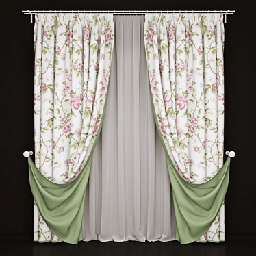 Elegant Curtain Set - 220x260 cm 3D model image 1 